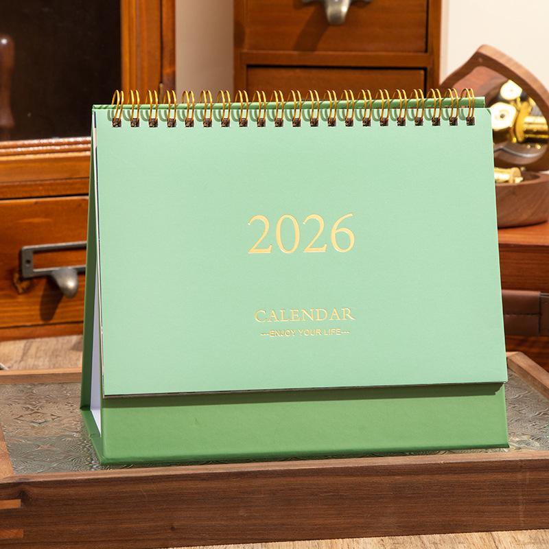 

1pcs Simple 2026 Desk Calendar Office Memo Note Book Creative Desktop Ornament Table Calendar for Daily Reminders & Decor зелений