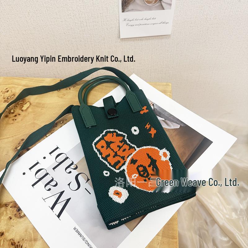 Cute Cartoon Dopamine Knit Crossbody Phone and Coin Bag