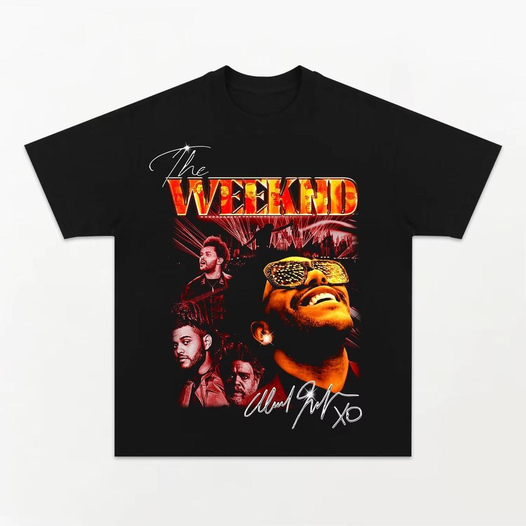 Casual Short Sleeve TShirt with Vintage RB Music Graphic Print of Pop Star The Weeknd Unisex And Unisex Tshirt