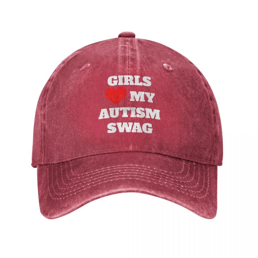 Girls Heart My Autism Swag Baseball Caps Vintage Distressed Denim Washed Snapback Hat Activities Adjustable Caps Hat
