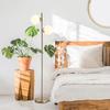 Living Room Floor Lamp with 2-Piece Glass Lampshade, Floor Lamp Standing Lamp with 2 E27 Sockets for Living Room Bedroom, Excl. Light Bulb