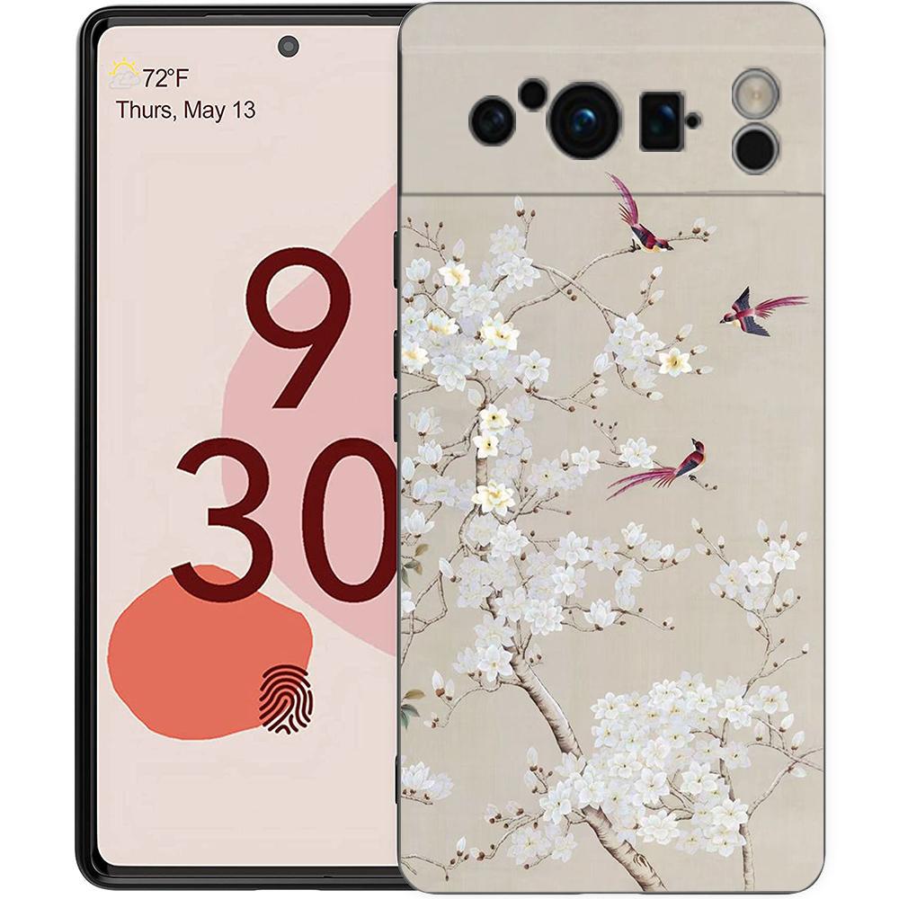 

Flower Phone Case For Google Pixel 8 7 6 Pro 8A 6A 7A 5G Soft Silicone Shockproof TPU Black Cover Fundas Pixel 8 Pro