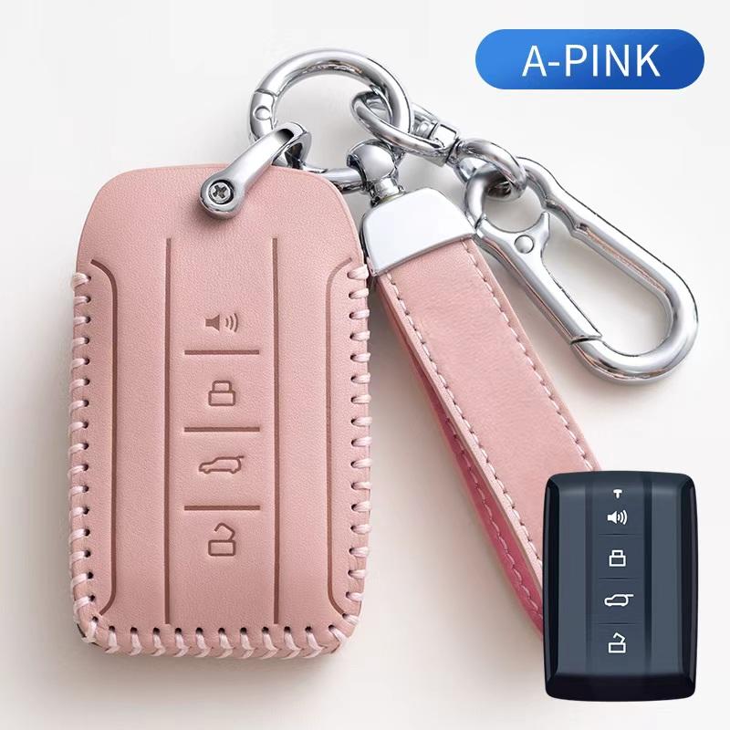 

Oli Leather Car Key Protect Cover Case Set For Great Wall GWM WEY TANK 300 400 500 700 Tank300 Remote Holder Accessories рожевий