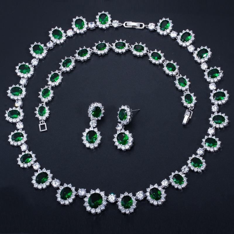 

Роскошный бренд CMM, великолепный полный изумрудный цвет с кубическим цирконием вокруг цветочного праздничного свадебного платья, комплекты ювелирных изделий для женщин изумрудный