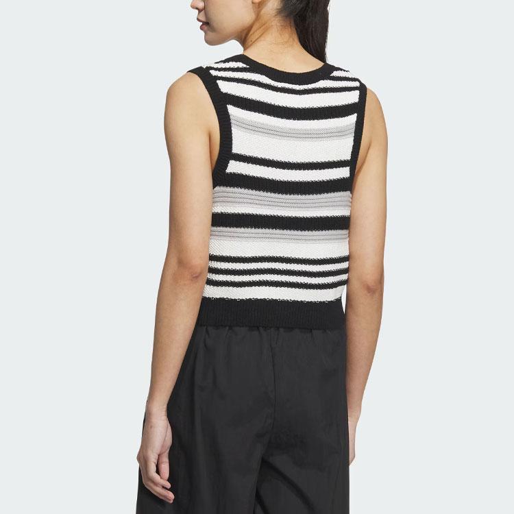 Adidas Originální pletené pruhované tílko s výšivkou loga Dámské topy Černé JI7051