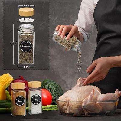 1/2 Stück 120ml Quadratische Luftdichte Glasbehälter mit Bambusdeckel Gewürzbehälter Salz-Pfefferstreuer Gewürzorganizer