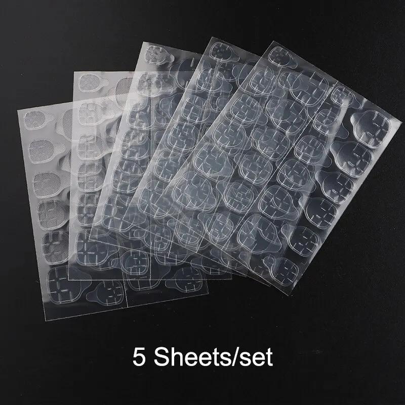 

5 листов 120 шт. Двусторонняя клейкая лента для ногтей, клей для искусственных дизайнов, советы по искусству накладных ногтей, акриловый маникюр