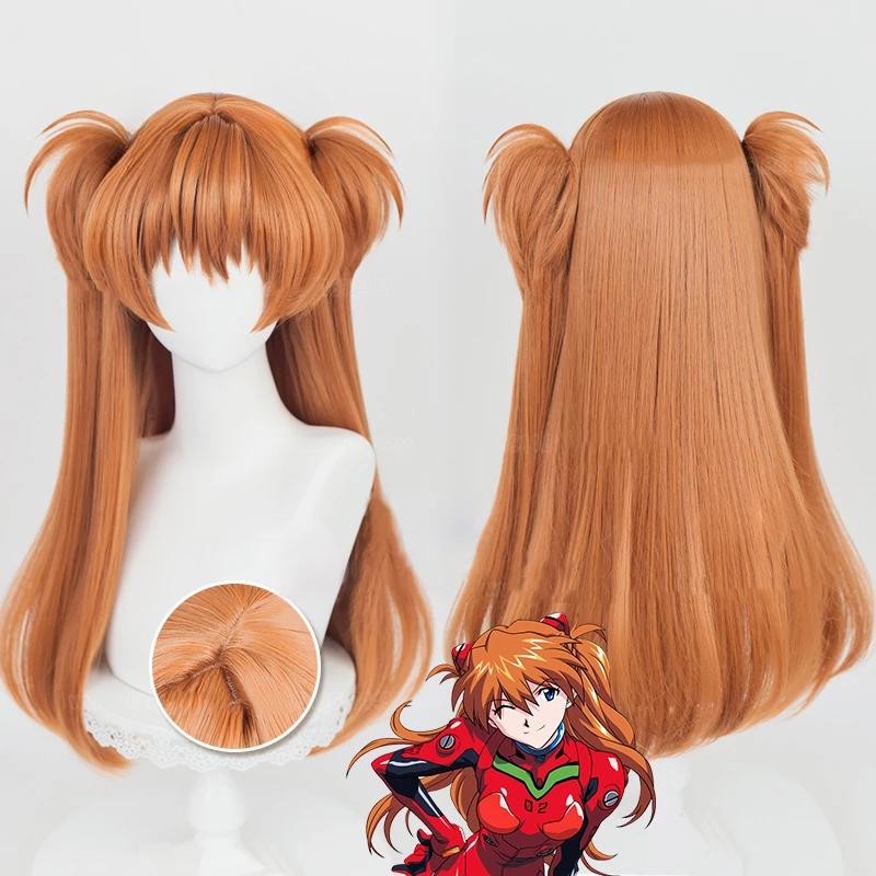 Anime Asuka Langley Soryu Cosplay Wig Long Orange Heat Resistant Costume Synthetic Hair Women Headwear