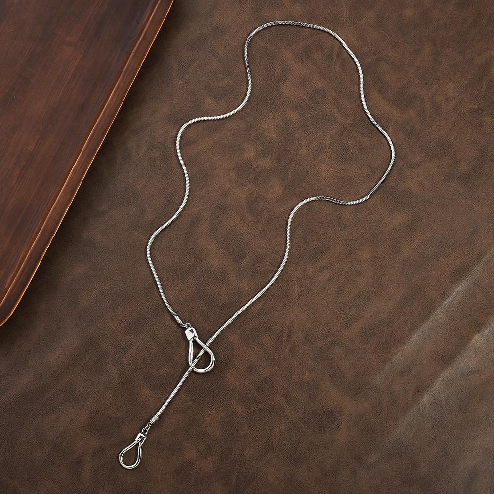 

Spanish Style Drawstring Necklace In Gold Plated Snake Chain For Women Trendy Accessory срібний