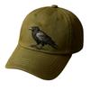 Gothic Baseball Cap Embroidered Crow Design Adjustable Strap Soft Wash Cotton Hat for Men and Women Unsiex Headwear