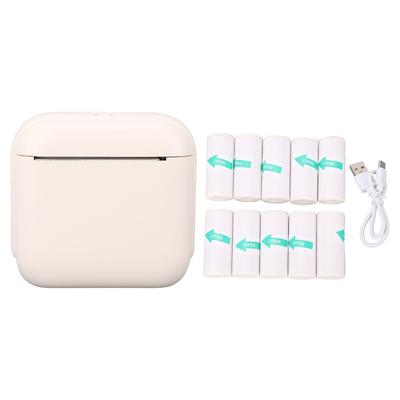 Portable Thermal Printer with 10 Rolls Paper Wireless BT Black and White Printing Inkless Printer