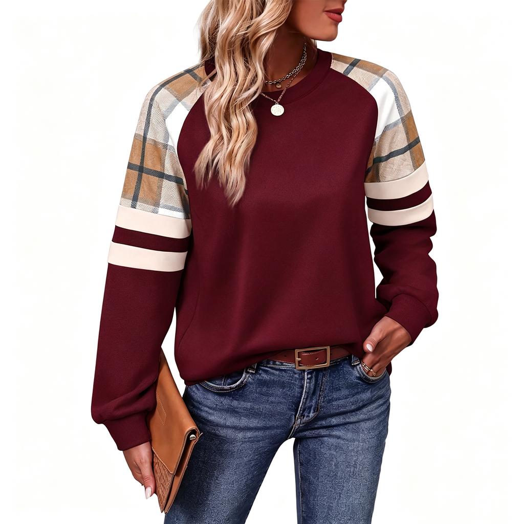 Women's Fashion Casual Long Sleeve Crewneck Pullover Sweatshirt for Everyday Wear