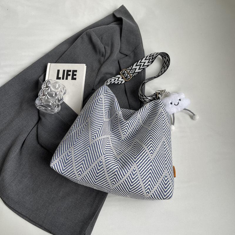 

Женская холщовая сумка-тоут большой вместимости - Новинка лета 2025, через плечо, повседневная и универсальная для студентов синий