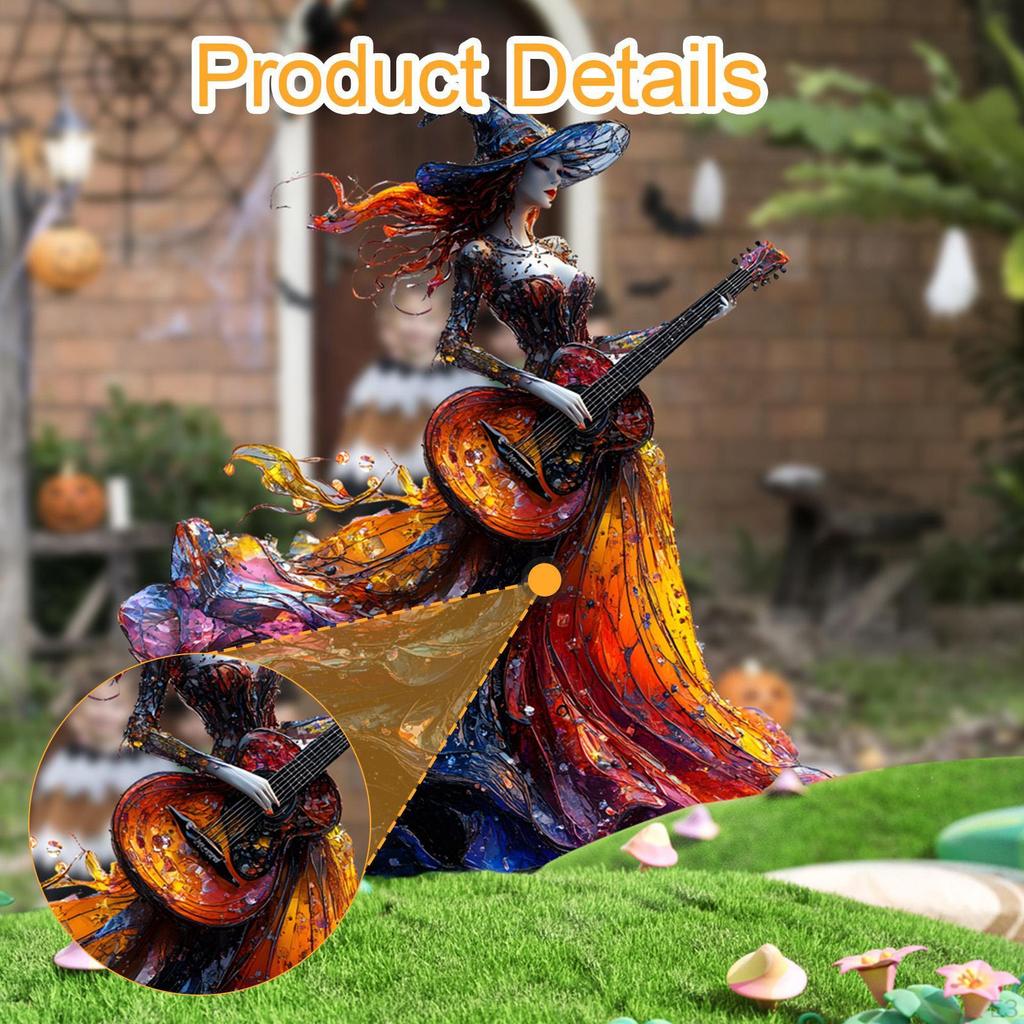 2D Acrylic Flat Garden Stake for Girl Halloween Decorative Plaque Fence Backyard Sidewalk Patio