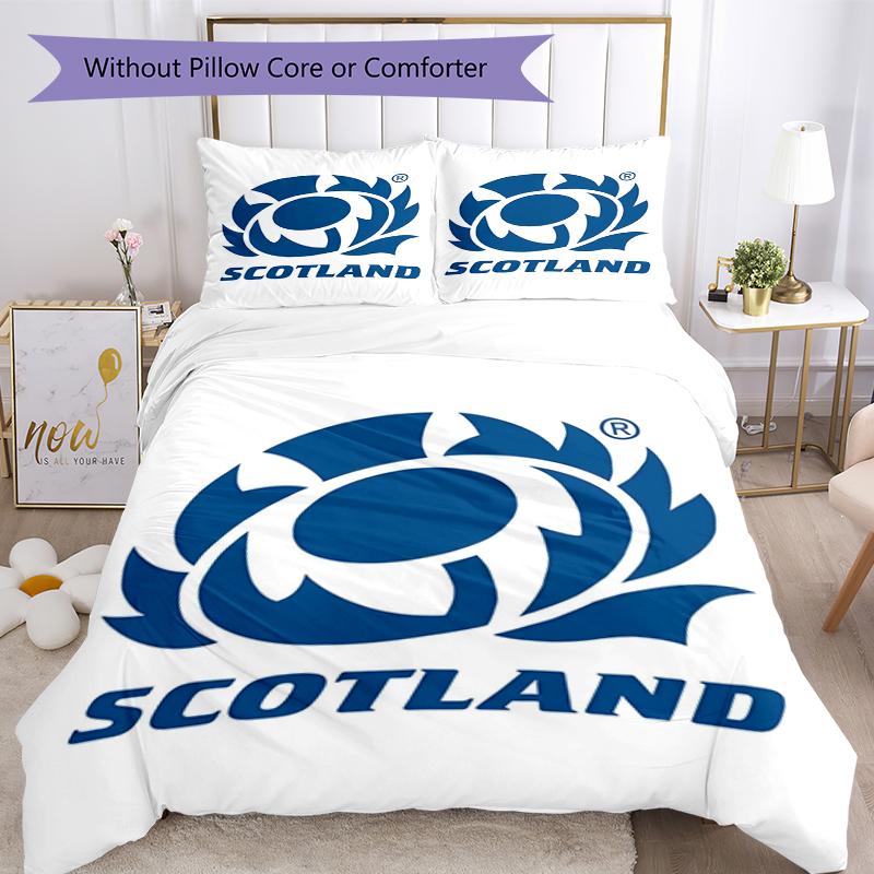 3pcs Scotland Rugby Bedding Set Duvet Cover Closure Includes 1 Duvet Cover & 2 Pillowcases, Soft and Comfortable for All Seasons.
