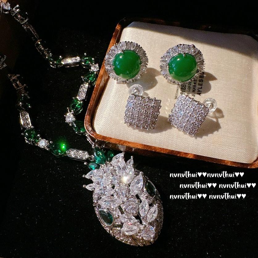 

Серьги с драгоценными камнями из зеленого халцедона из Бразилии, счастливые женские серьги с квадратным сахаром и геометрическим цирконом из 18-каратного золота