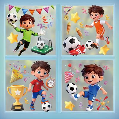 Adesivi Sportivi Ragazzi Coppa del Mondo 2026, Decalcomanie Statiche con Elementi Calcistici per Decorazioni da Tifoso