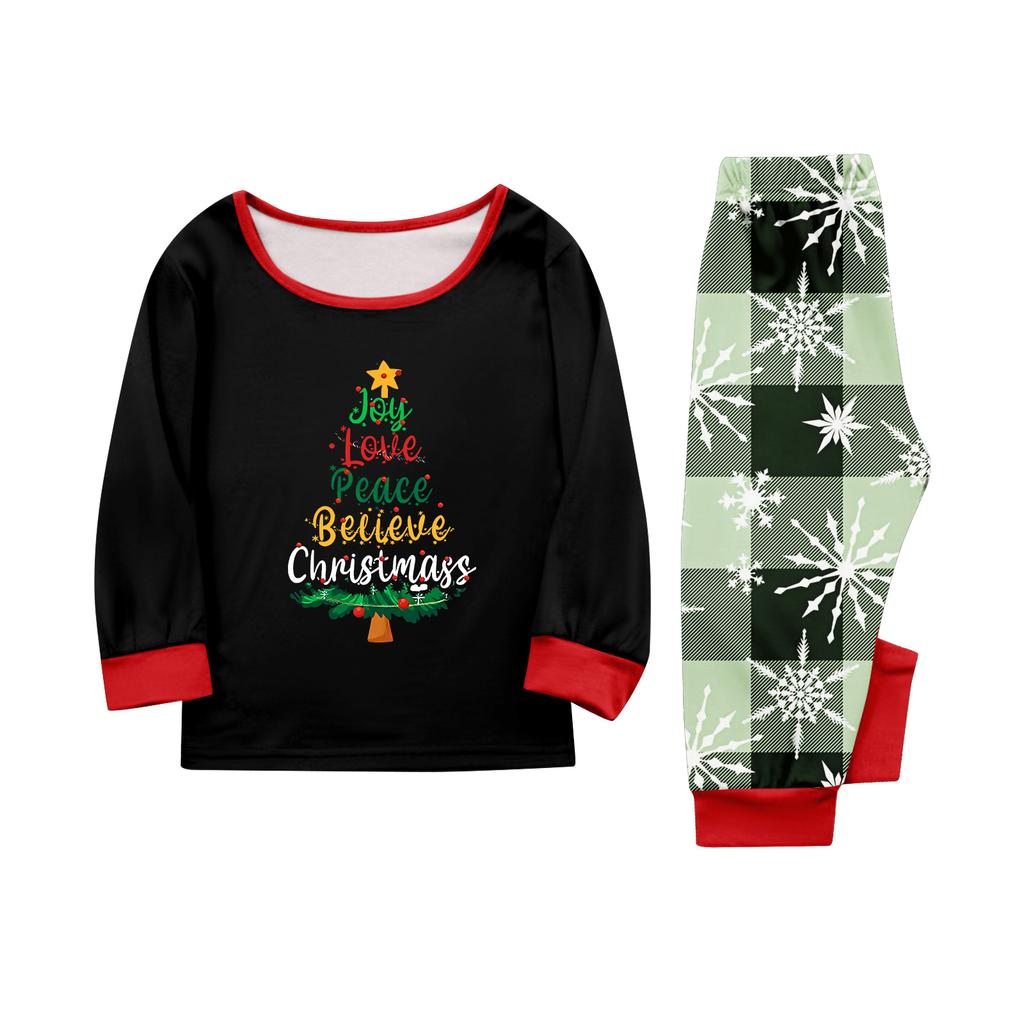 Christmas Print Round Neck Top and Plaid Pants Set for Women, Holiday Two Piece Outfit