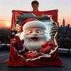 1ks Vánoční Santa Claus Venkovní flanelová deka Měkká celoroční polyesterová přehoz , Perfektní pro pikniky a cestování , Piknikové příslušenství
