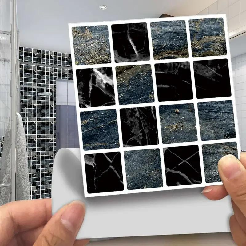 10pcs 3D Crystal Tile Stickers DIY Waterproof Self-Adhesive Wall, DIY Stickers for Home Decor Living Room Bathroom Kitchen Decor