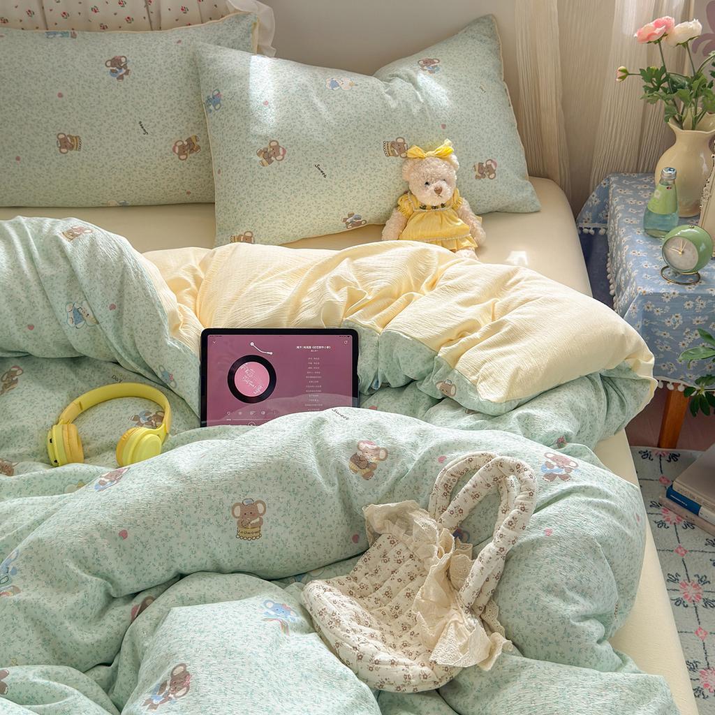Class A Pure Cotton Bedding Four-piece Set Cotton Maternal and Infant Grade Double-layer Yarn Bed Sheet Quilt Cover Single Student Dormitory