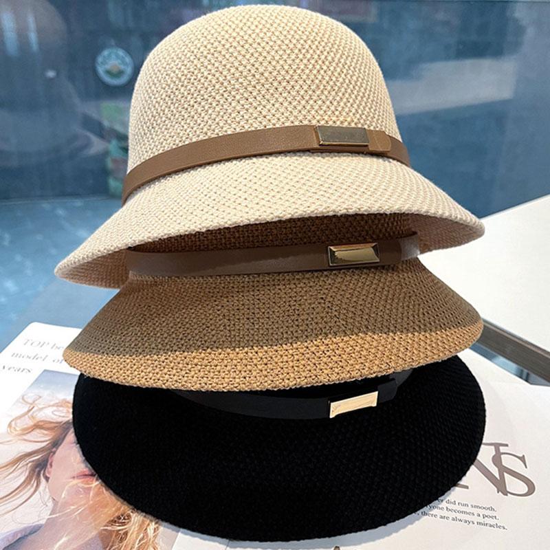 Womens Ladies Summer Straw Fisherman's Hat Sun Hat Adjustable Visor Hat