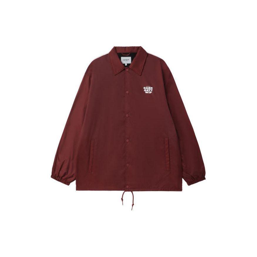 Carhartt WIP SS24 Letterprint Polo Kraag Lange Mouwen Jas Unisex Jassen Bordo CHXJKA241004M-RED