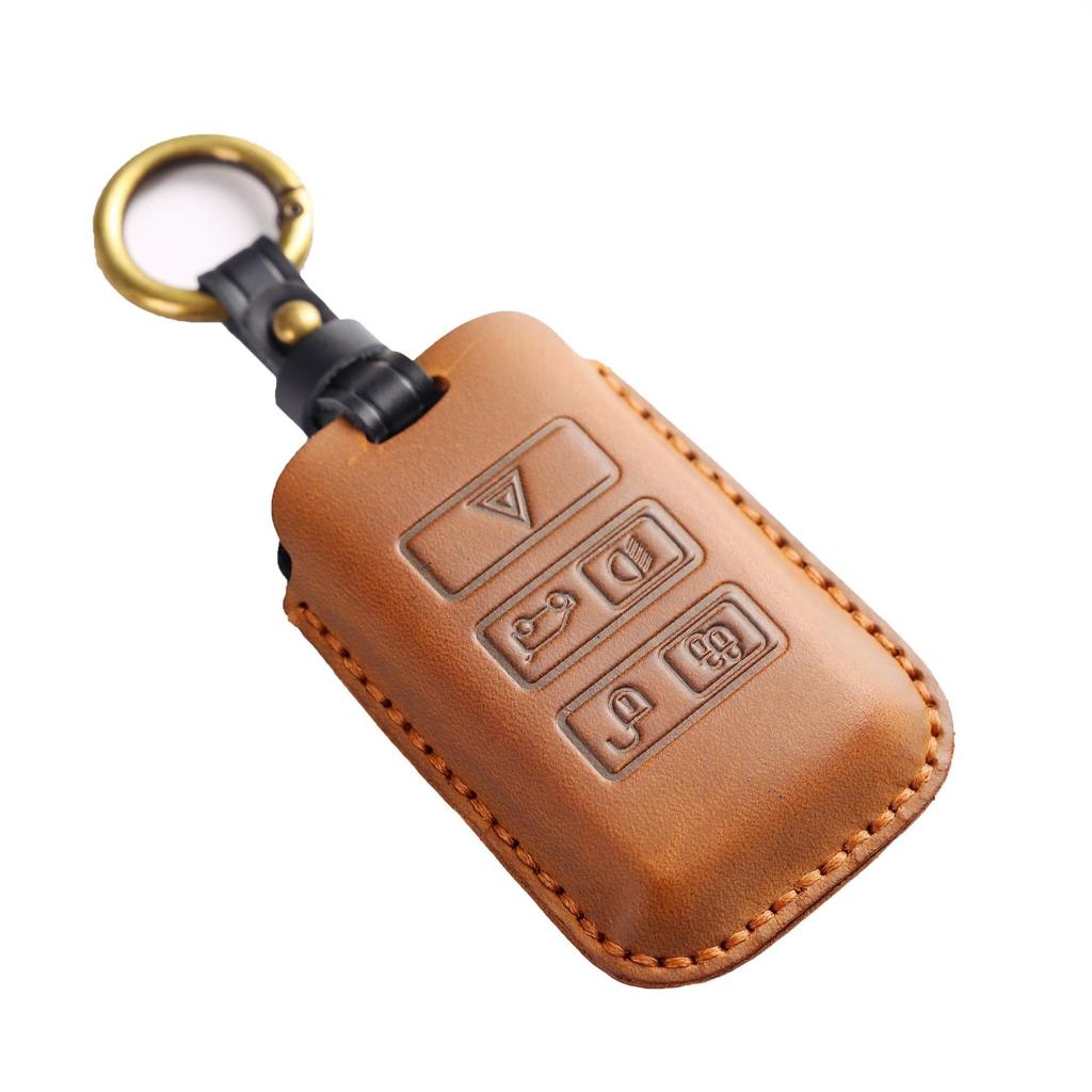 Suitable for Land Rover Key Bag Range Rover Discover 5 Jaguar Genuine Leather Crazy Horse Handmade Key Set Keychain