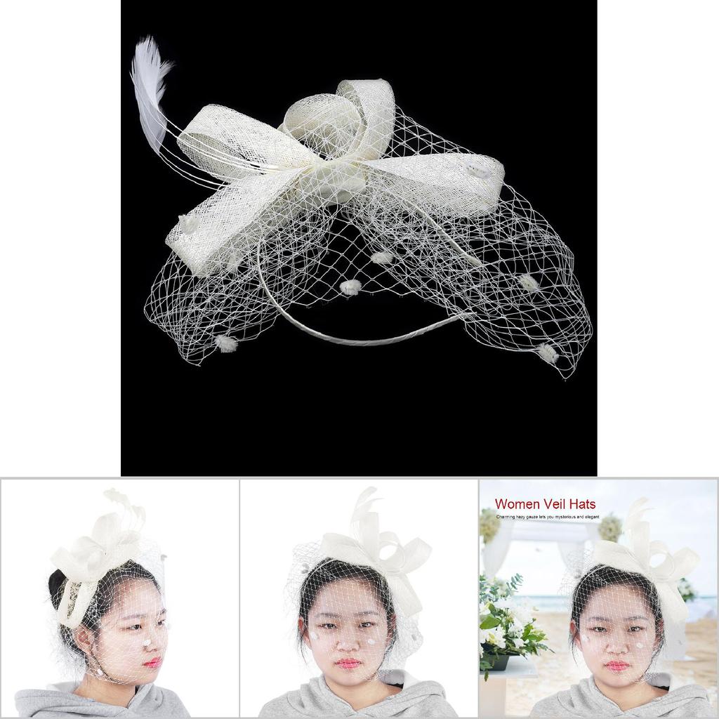 Wedding Women Net Mesh Bridal Face Veil Hats Brides Fascinator Headwear Hair Accessory(Black)