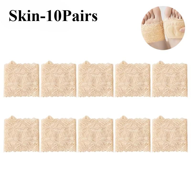 Invisible Sandals for Women Lace Half Length Socks Non Slip Cotton Sole Forefoot Pads Sports Comfort Insoles Barefoot Ready