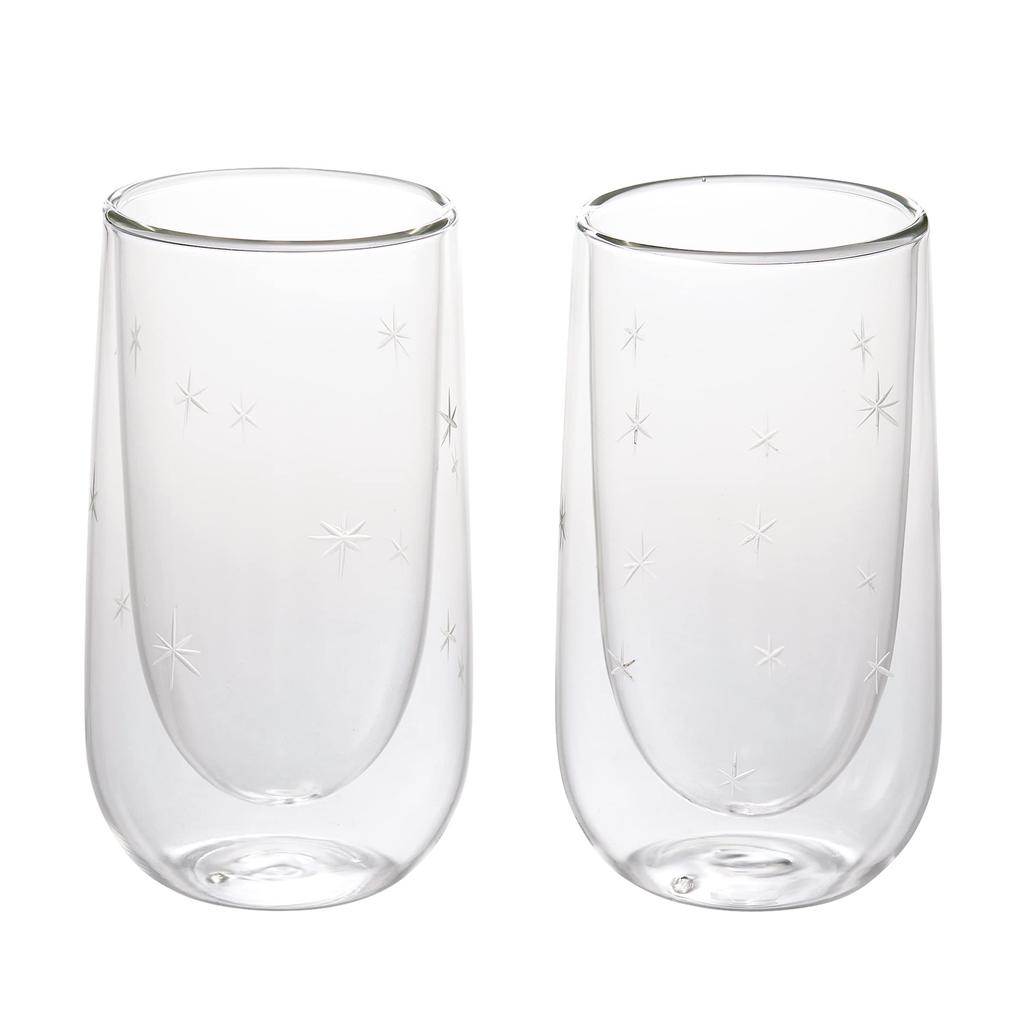 Dolce Duo Glass 370ml Insulates for Hot or Cold Gift Heat-Resistant Double-Layer Pair, Capacity, Drinks, Set, Boxed, ST-1638