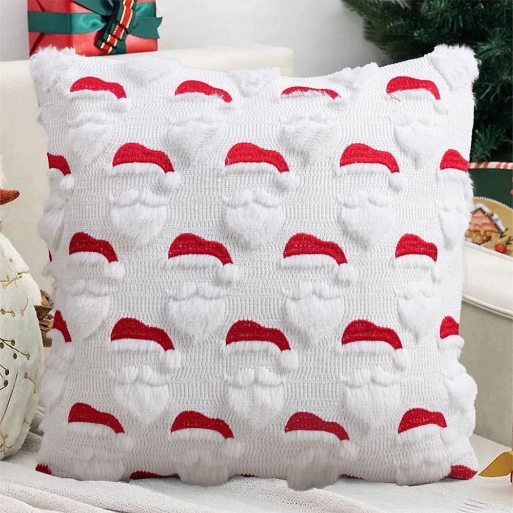 Christmas Pillow Covers Soft Plush Christmas Tree Throw Pillow Cover Winter 3D Soft Jacquard Cushion Cover 45x45CM Decorations