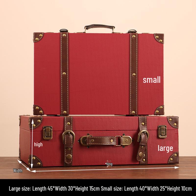 Vintage American Retro Leather-Wooden Suitcase Display and Photography Prop