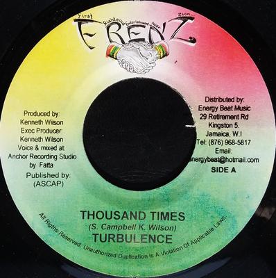 7inch Record TURBULENCE - Thousand Times NONE Frenz Jamaica Reggae, Ska & Dub Used