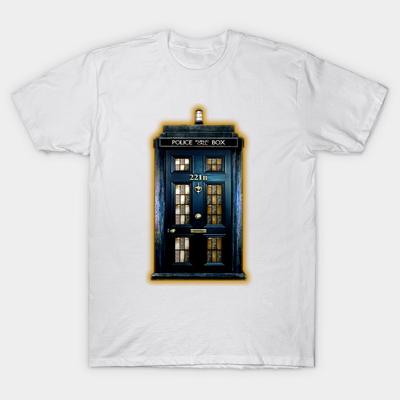 T Shirt Women Blue Phone Box With 221B Number Harajuku Print Kawaii Tshirt Summer Short Sleeve Female T-Shirt Top Tee