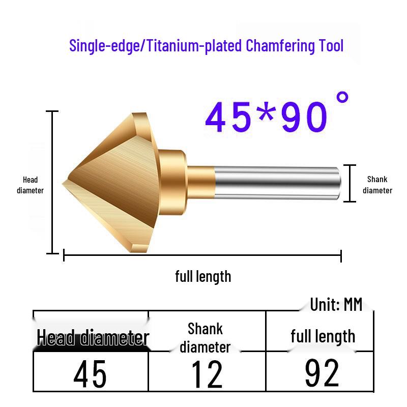Cobalt Titanium-Plated Chamfering Drill for Stainless Steel - Single/Triple-Edge Countersink & Deburring Tool.