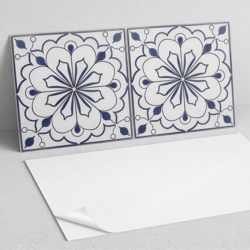 Panel Samoprzylepny Z Grafiką Do Jadalni Pcv 100X50 Cm Kwiatowy Wzór Ceramiczny