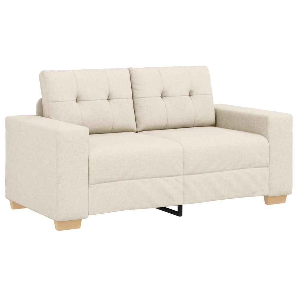 Sofa Set of 2 Beige Linen Blend Fabric