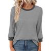 Spring Autumn O Neck Patchwork T-shirt Women Long Sleeve Casual Fashion All-match Bottomed Pullover Tee Top