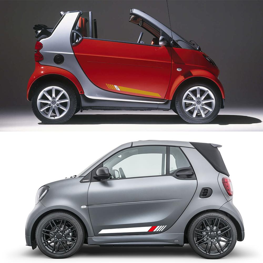 2PCS Car Side Door Vinyl Decals Racing Stripes Decals Sticker Decoration Auto Accessories For Mercedes Benz Smart Fortwo 453 451 LK8