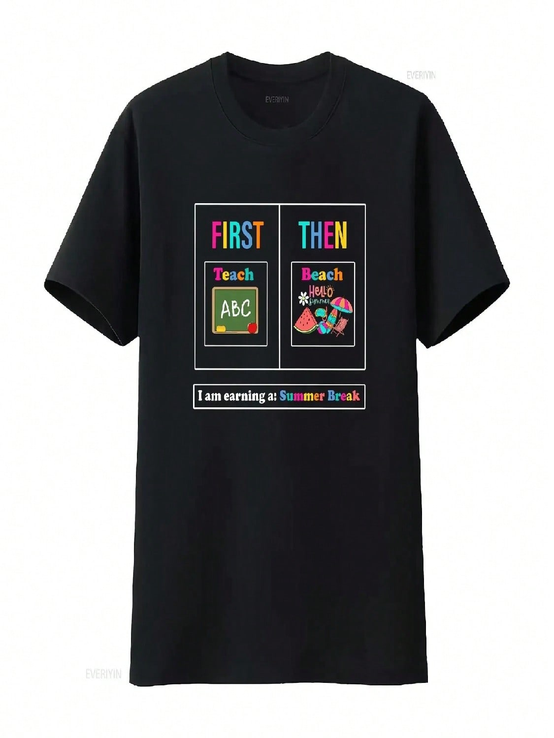 First Teach Then Beach T Shirt We Funny Teacher Summer Vacation Break Vintage Washed Designer Clothes Unisex Fashion S разноцветный