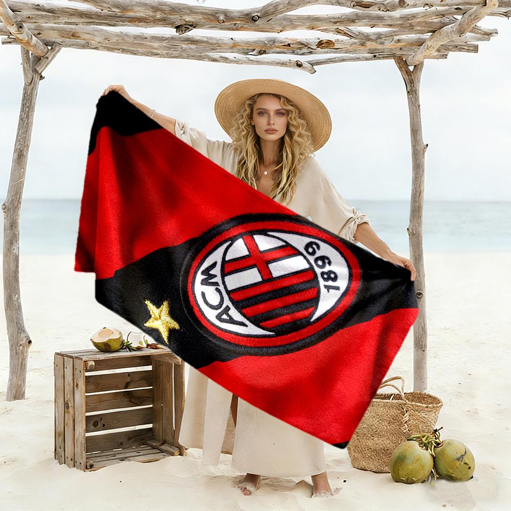 Ac Milan Crest Close-up Beach Towel High Absorbency & Quick-Dry Comfortable Lightweight