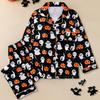 2025 Women's Long-Sleeve Pajama Set: Halloween Lapel Homewear for Spring & Autumn