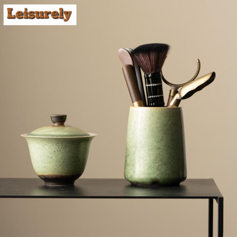 Kiln Change Green Starry Sky Tea Six Gentlemen Ancient Tea Tool Set Teaware Utensils Tieguanyin Teaset Accessories Ornaments