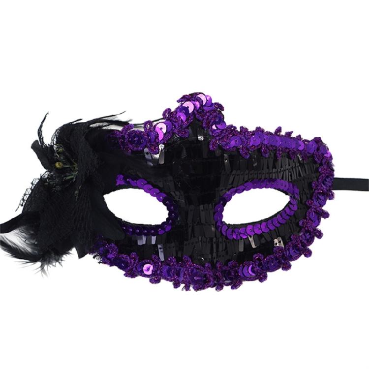 

Masquerade Mask for Womens Shines Sequins Venetians Mask Party Evening Prom Balls Mask Halloween Cosplay Costumes Gifts фіолетовий/чорний