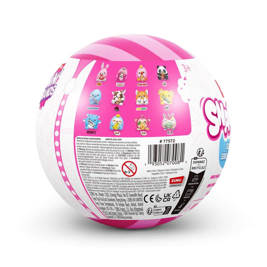 ZURU Snackles Collection Plush Toys, 12 Varieties (Guess Which One You Get) Capsule Toy with Brand Snacks, 77572GQ5, Authentic