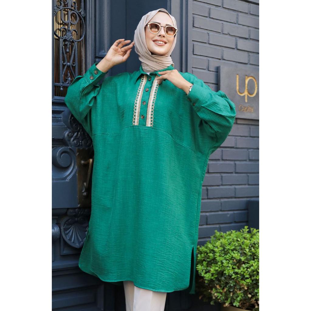 Buttoned Brown Hijab Tunic 663kh