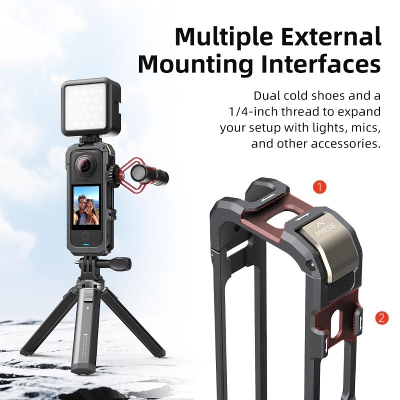 Quick Release Cage For X4 Air Action Camera Mount With Cold Shoe Full Protective Frame Case Accessories