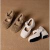 Chaussures en peluche pour femmes, vêtements d'extérieur d'automne et d'hiver, talons hauts français, chaussures Mary Jane douces