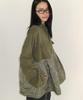 Ronron Ribbon Quilted Frill Field Jacket Khaki